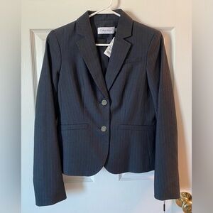 NWT Calvin Klein Women's Charcoal Pinstripe Blazer